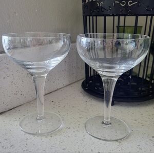 Vintage Clear Coupe Glasses – Classic Cocktail / Champagne Stemware Set of 2